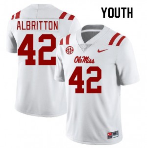 Youth Jason Albritton White University of Mississippi College Football #42 Jersey 104623-899