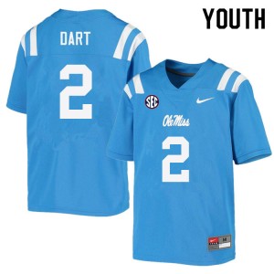 Youth Jaxson Dart Powder Blue Ole Miss College Football #2 Jersey 308204-409