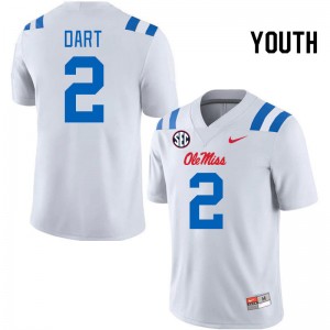 Youth Jaxson Dart White Ole Miss 2024 New College Football #2 Jersey 656218-970