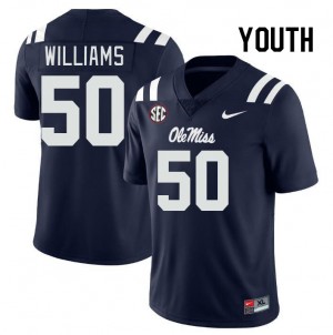 Youth Jayden Williams Navy University of Mississippi College Football #50 Jersey 958097-251
