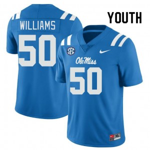 Youth Jayden Williams Powder Blue University of Mississippi College Football #50 Jersey 624788-289