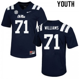 Youth Jayden Williams Navy Ole Miss Rebels College Football #71 Jersey 515378-230