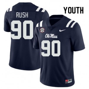 Youth Jeffery Rush Navy University of Mississippi College Football #90 Jersey 405979-544
