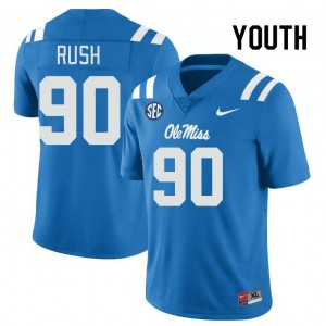 Youth Jeffery Rush Powder Blue University of Mississippi College Football #90 Jersey 767456-604