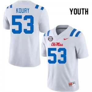 Youth Joe Koury White Ole Miss Rebels 2024 New College Football #53 Jersey 221517-776