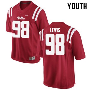 Youth John Lewis Red University of Mississippi College Football #98 Jersey 441571-470