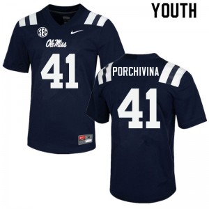 Youth John Porchivina Navy Ole Miss College Football #41 Jersey 362501-427