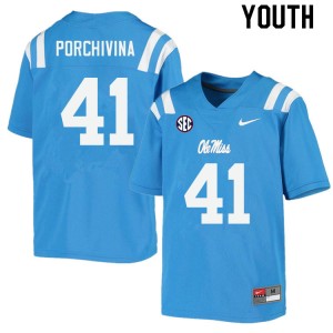 Youth John Porchivina Powder Blue Ole Miss College Football #41 Jersey 211354-373