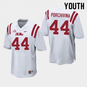 Youth John Porchivina White University of Mississippi College Football #44 Jersey 718293-148