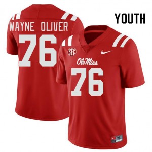 Youth John Wayne Oliver Red Ole Miss College Football #76 Jersey 299006-180
