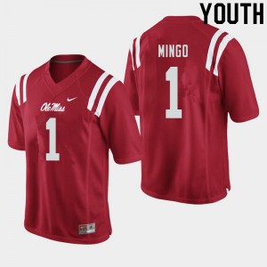 Youth Jonathan Mingo Red Ole Miss College Football #1 Jersey 329666-103