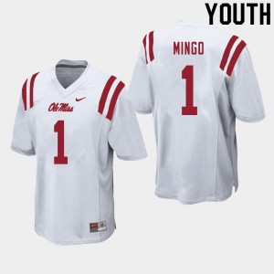 Youth Jonathan Mingo White Ole Miss Rebels College Football #1 Jersey 340865-452