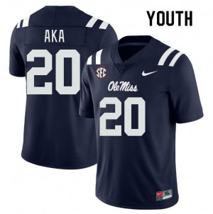 Youth Joshua Aka Navy University of Mississippi College Football #20 Jersey 939708-864