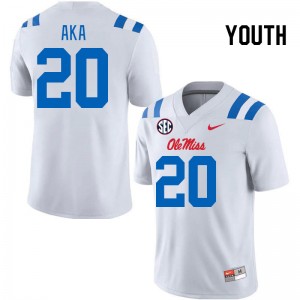 Youth Joshua Aka White University of Mississippi 2024 New College Football #20 Jersey 491720-634