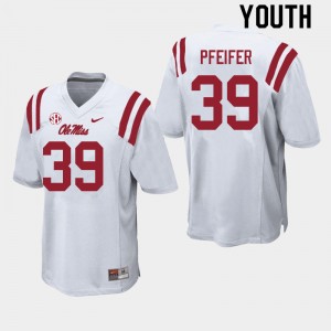 Youth Joshua Pfeifer White Ole Miss Rebels College Football #39 Jersey 551883-136