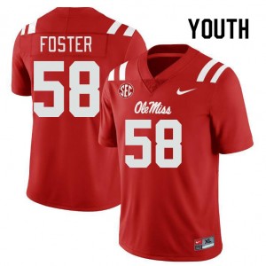 Youth Jude Foster Red Ole Miss College Football #58 Jersey 642207-153