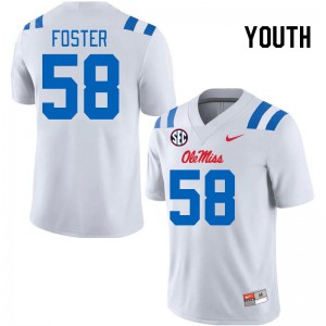 Youth Jude Foster White University of Mississippi 2024 New College Football #58 Jersey 175831-212