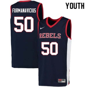 Youth Justas Furmanavicius Navy Rebels College Basketball #50 Jersey 430912-971