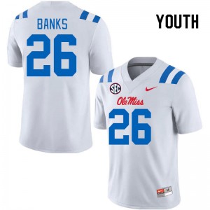 Youth Katrevrick Banks White Ole Miss 2024 New College Football #26 Jersey 760089-156