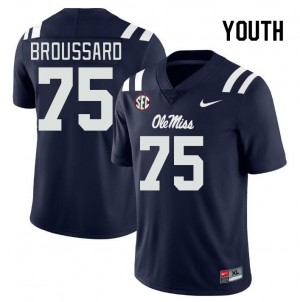Youth Kavion Broussard Navy University of Mississippi College Football #75 Jersey 311490-125