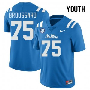 Youth Kavion Broussard Powder Blue University of Mississippi College Football #75 Jersey 493902-494