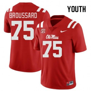 Youth Kavion Broussard Red University of Mississippi College Football #75 Jersey 786207-315