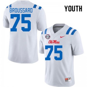 Youth Kavion Broussard White Ole Miss 2024 New College Football #75 Jersey 464971-258