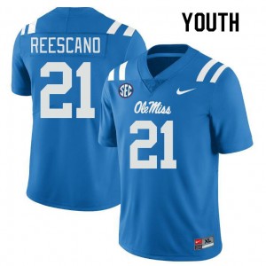 Youth Kedrick Reescano Powder Blue University of Mississippi College Football #21 Jersey 744666-734
