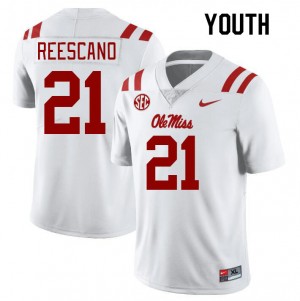 Youth Kedrick Reescano White Ole Miss Rebels College Football #21 Jersey 536321-571