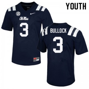 Youth Kentrel Bullock Navy Ole Miss College Football #3 Jersey 705065-344