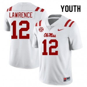 Youth Key Lawrence White Rebels College Football #12 Jersey 105856-137