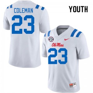 Youth Khari Coleman White Ole Miss 2024 New College Football #23 Jersey 718947-352