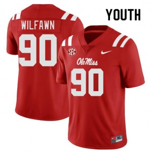 Youth Kortlen Wilfawn Red Rebels College Football #90 Jersey 309810-922