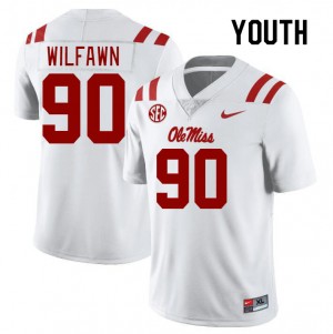 Youth Kortlen Wilfawn White Rebels College Football #90 Jersey 503442-557