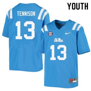Youth Ladarius Tennison Powder Blue Rebels College Football #13 Jersey 125178-730