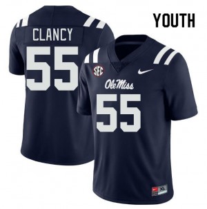 Youth Lakendrick Clancy Navy University of Mississippi College Football #55 Jersey 850924-441