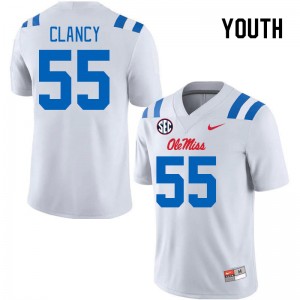 Youth Lakendrick Clancy White University of Mississippi 2024 New College Football #55 Jersey 215350-572
