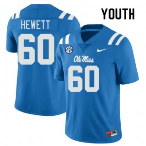 Youth Lane Hewett Powder Blue Rebels College Football #60 Jersey 405876-562