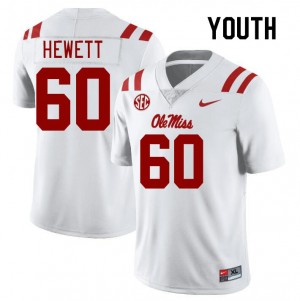 Youth Lane Hewett White University of Mississippi College Football #60 Jersey 895837-848