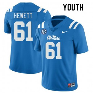 Youth Lane Hewett Powder Blue University of Mississippi College Football #61 Jersey 755166-253