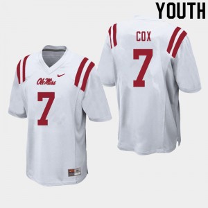 Youth LeDarrius Cox White Rebels College Football #7 Jersey 308284-741