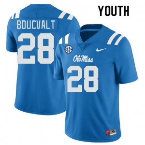 Youth Lex Boucvalt Powder Blue Rebels College Football #28 Jersey 418972-923