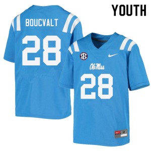 Youth Lex Boucvalt Powder Blue Ole Miss Rebels College Football #28 Jersey 490550-478
