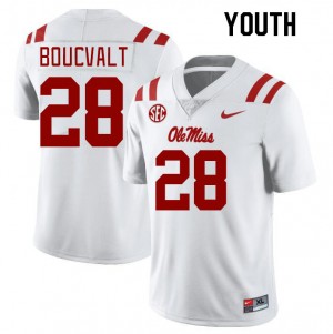 Youth Lex Boucvalt White University of Mississippi College Football #28 Jersey 863223-801