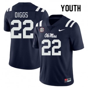 Youth Logan Diggs Navy Rebels College Football #22 Jersey 791346-309