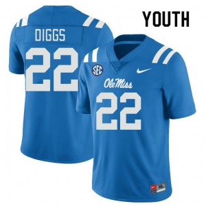 Youth Logan Diggs Powder Blue University of Mississippi College Football #22 Jersey 331458-898