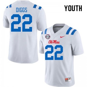 Youth Logan Diggs White Ole Miss Rebels 2024 New College Football #22 Jersey 349452-100
