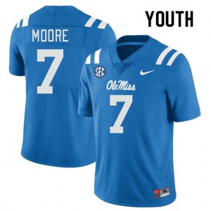 Youth Louis Moore Powder Blue Ole Miss College Football #7 Jersey 708199-920