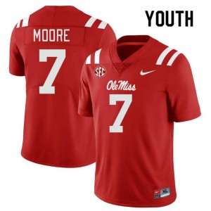 Youth Louis Moore Red Ole Miss College Football #7 Jersey 511696-377