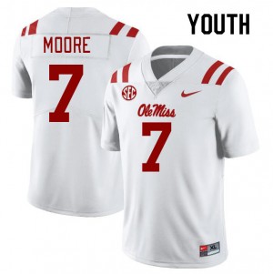 Youth Louis Moore White Ole Miss College Football #7 Jersey 584098-789